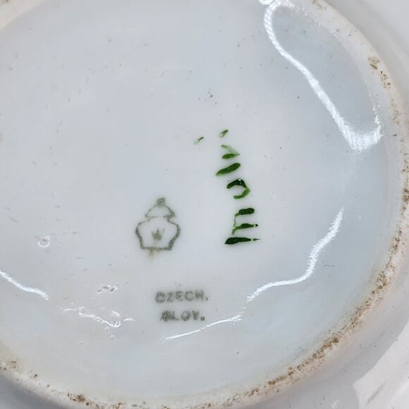 VTG Czech China Serving Bowl 6" Hand Painted Signed Grapes Leaves Gold Trim - Picture 8 of 10